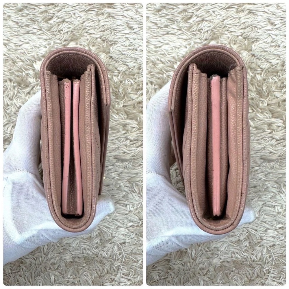 Yves Saint Laurent Blush Chevron Caviar Leather Wallet - Picture 6 of 10